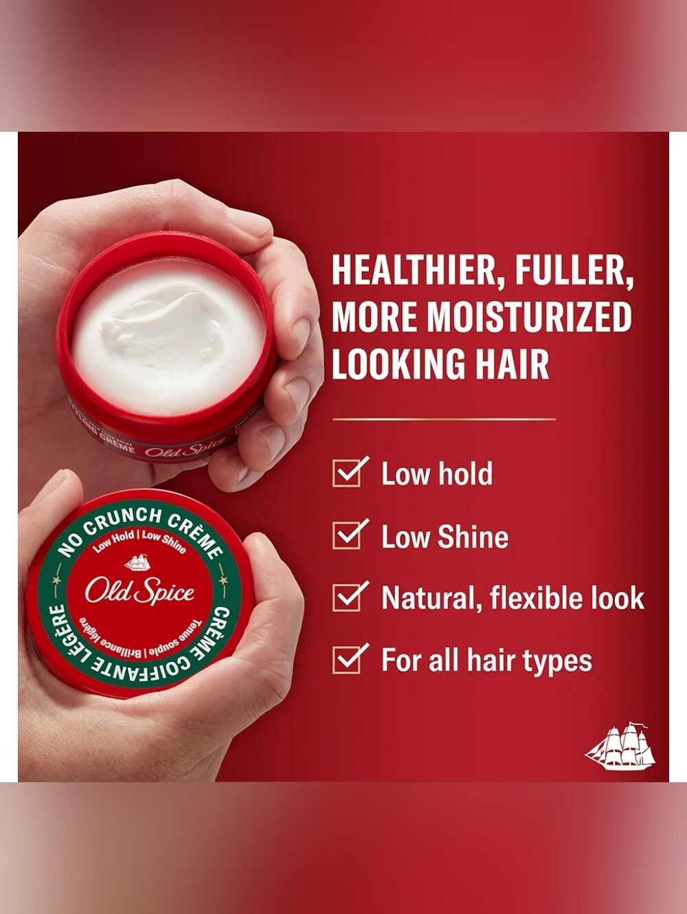 Old Spice No Crunch Crème Hair Styling Cream — Red